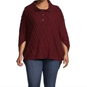 St. John's Bay - Asymmetrical Short Sleeve Poncho Pullover Sweater - S